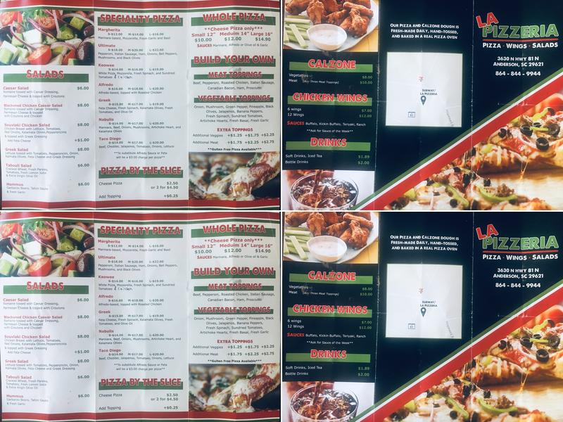 La Pizzeria Menu