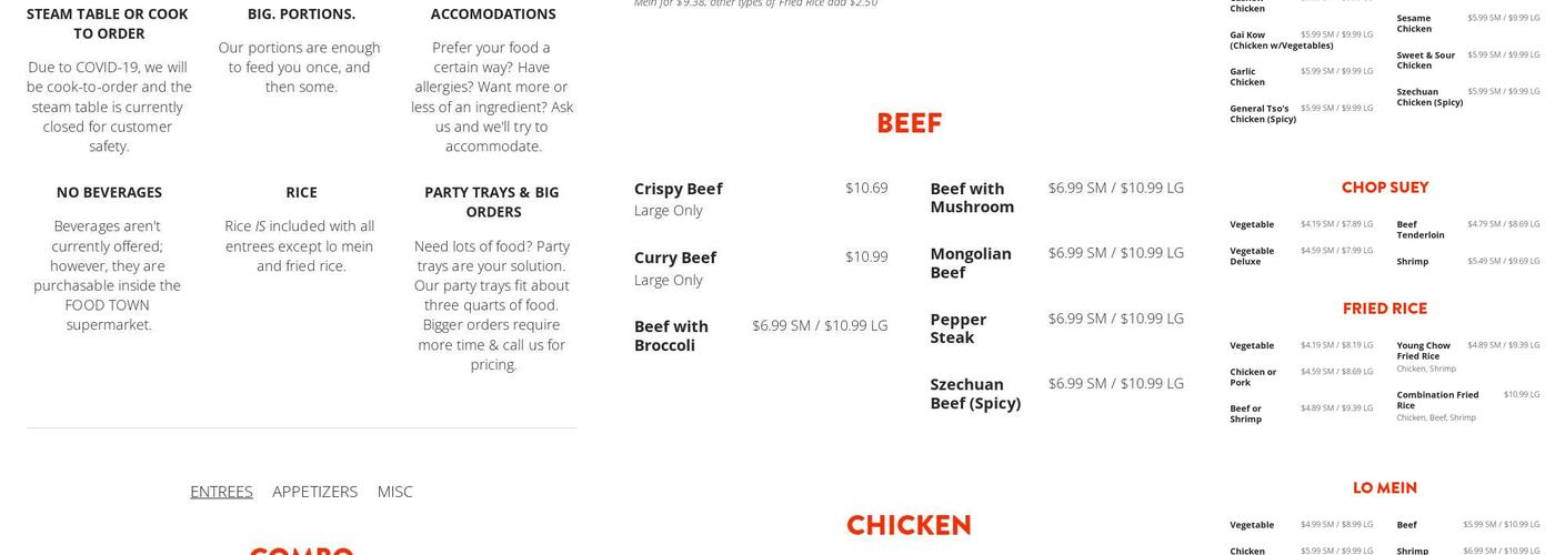 China Express Menu