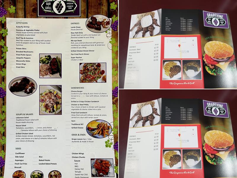 The Grapevine Bar and Grill Menu