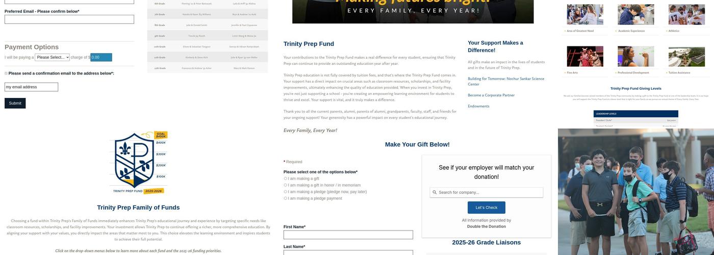 Trinity Preparatory School Menu