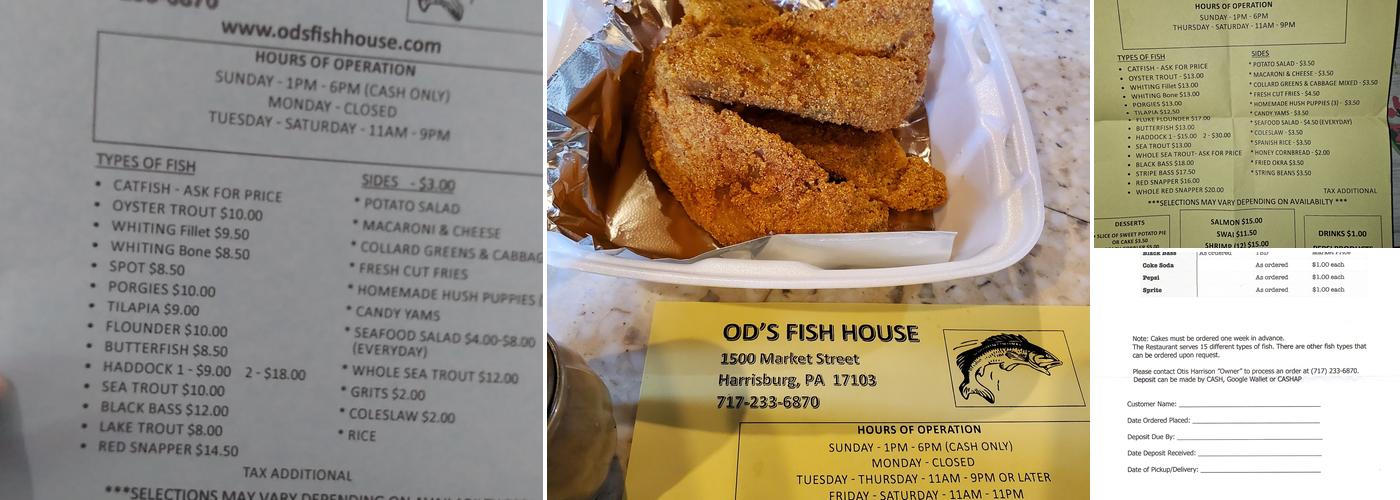 Od's Fish House Menu