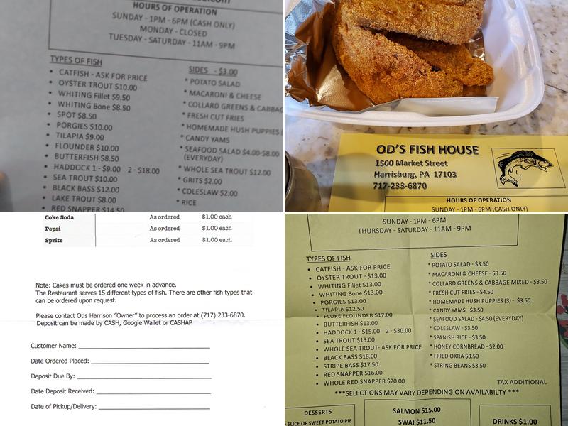 Od's Fish House Menu