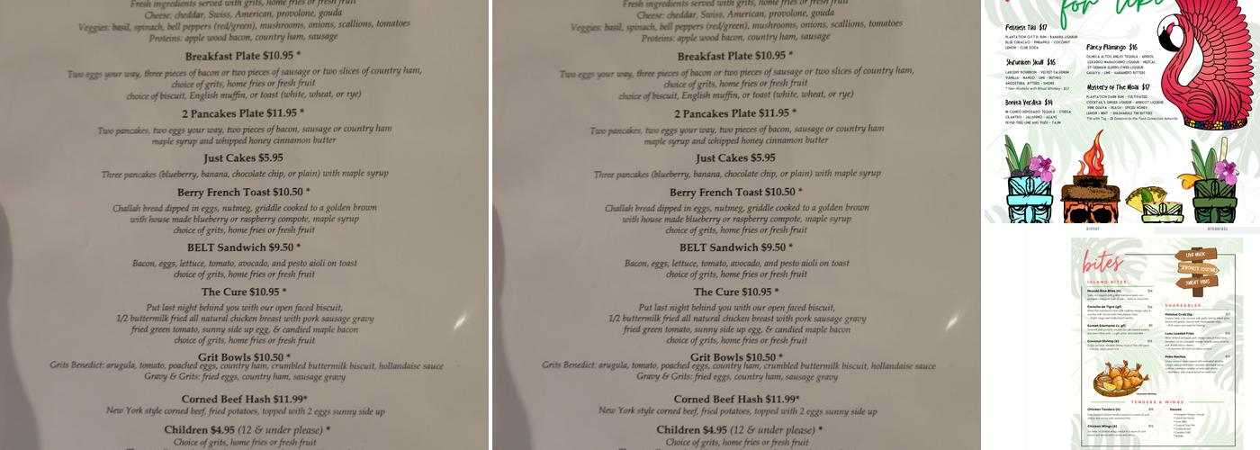 Pillar Kitchen Menu