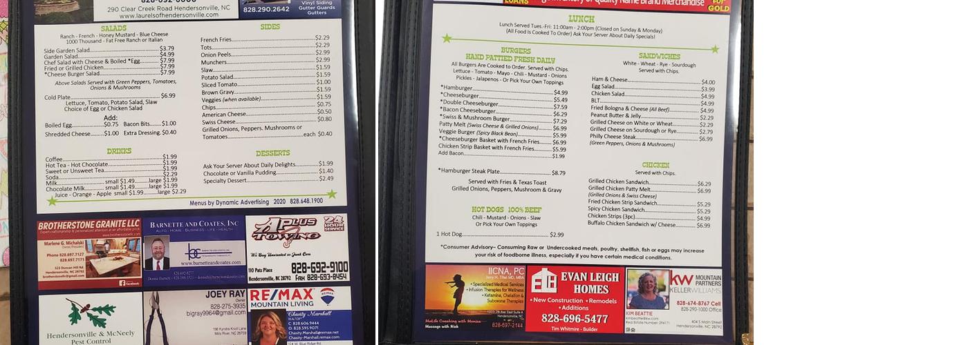 Mustang Cafe Menu