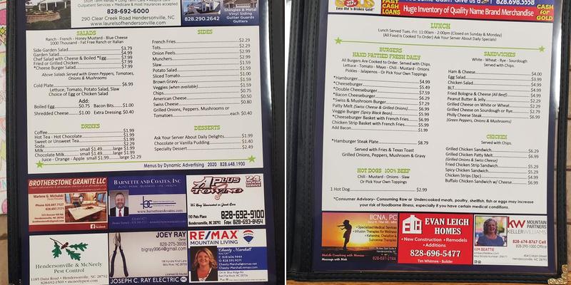 Mustang Cafe Menu