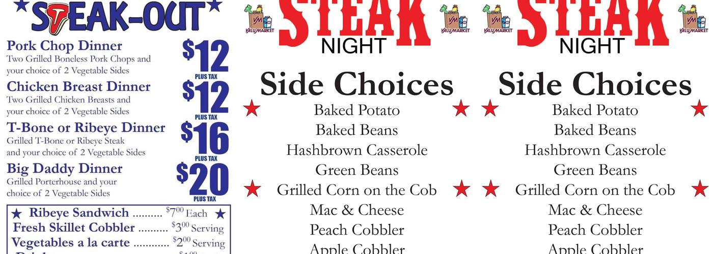 Valumarket-Dinners To Go Menu