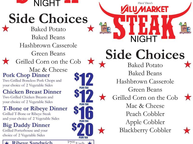 Valumarket-Dinners To Go Menu