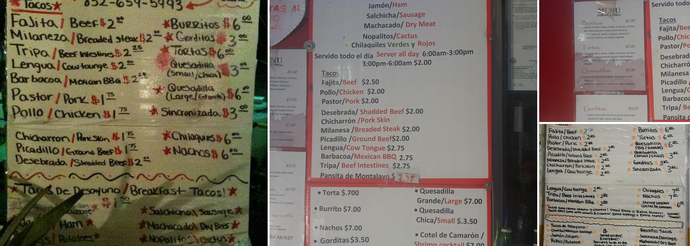 Taqueria Ruby Menu