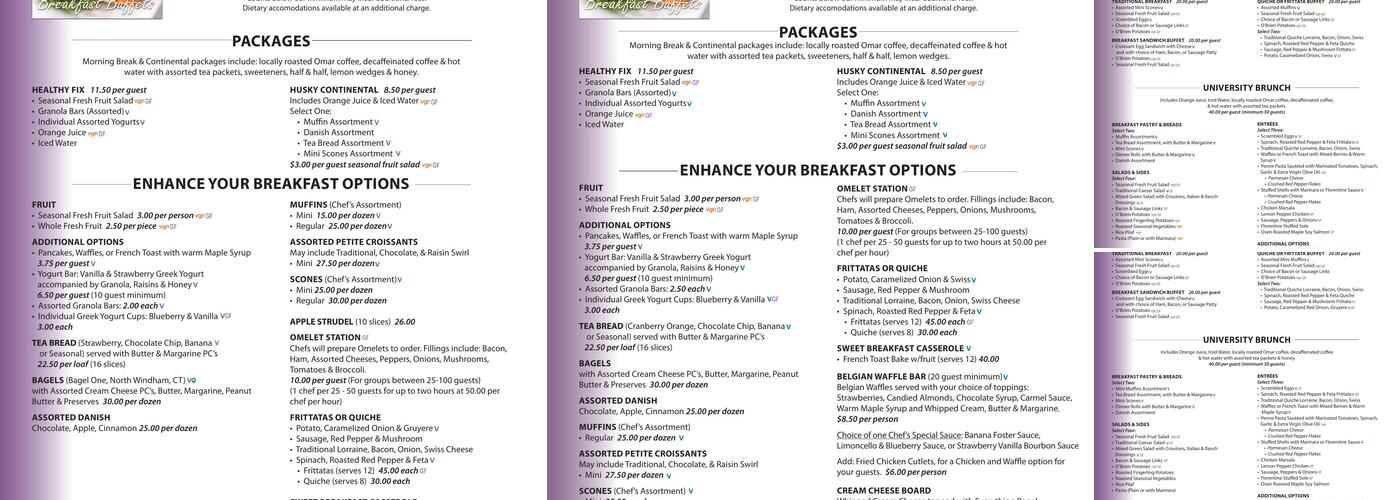 North Dining Unit Menu