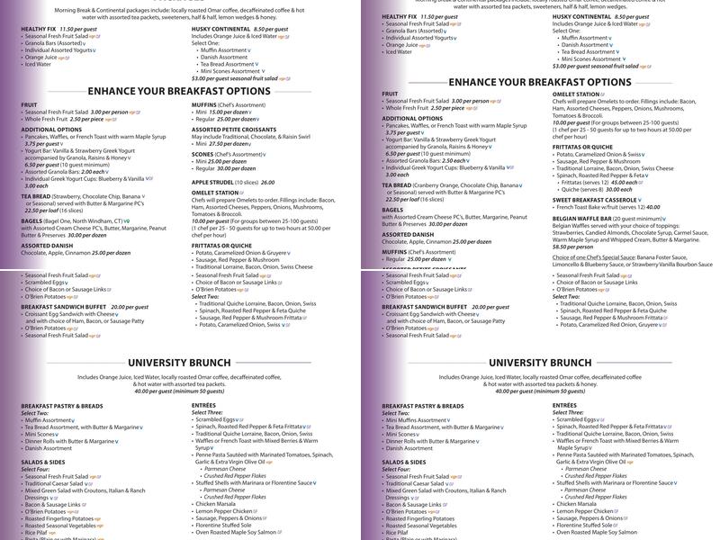 North Dining Unit Menu