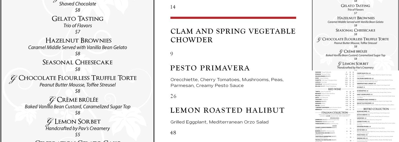 The Bistro at Gervasi Vineyard Menu