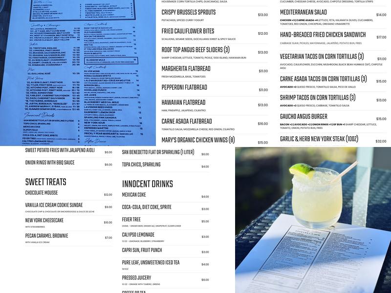 Roof Top Bistro & Bar Menu
