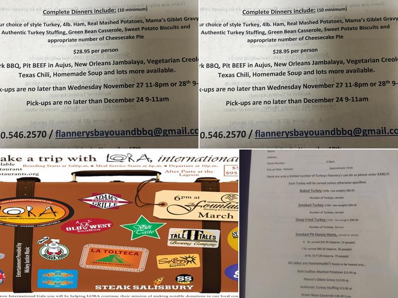 Flannery’s Bayou and BBQ Menu