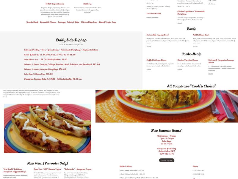 Your Cabbage Connection Menu