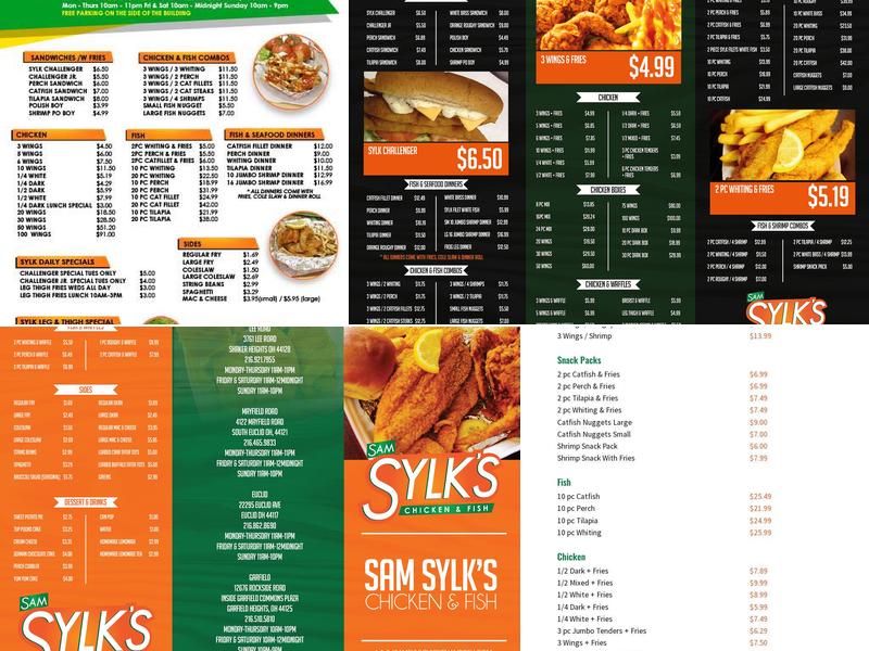 Sam Sylk Chicken and Fish Menu