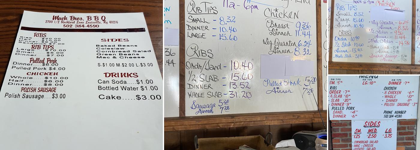Mack Bros BBQ Menu