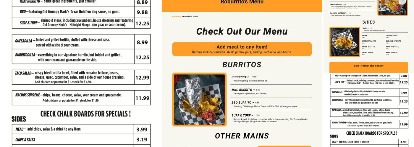 Roburrito's Menu