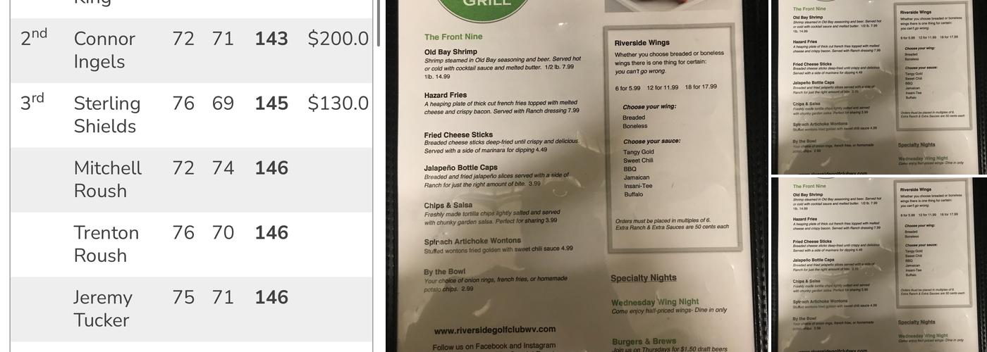 Riverside Grill Menu