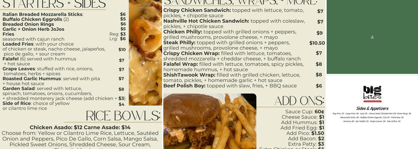 Big Bites Menu
