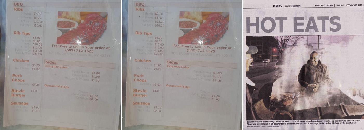 Stevie J's Barbecue Menu