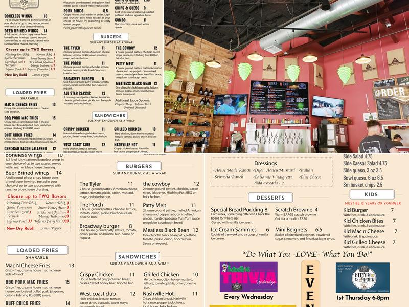 ETX Brewing Company Menu
