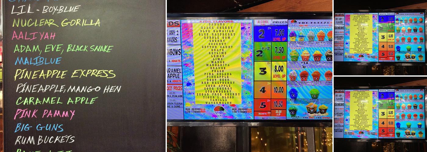 Freeze Bar Jeffersonville Menu