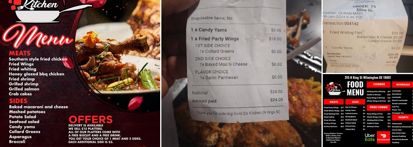 Q’s kitchen Menu