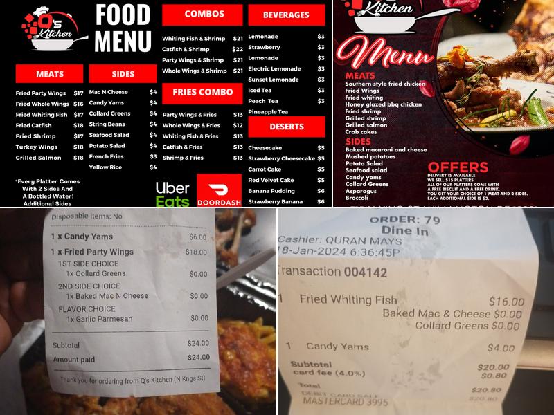Q’s kitchen Menu