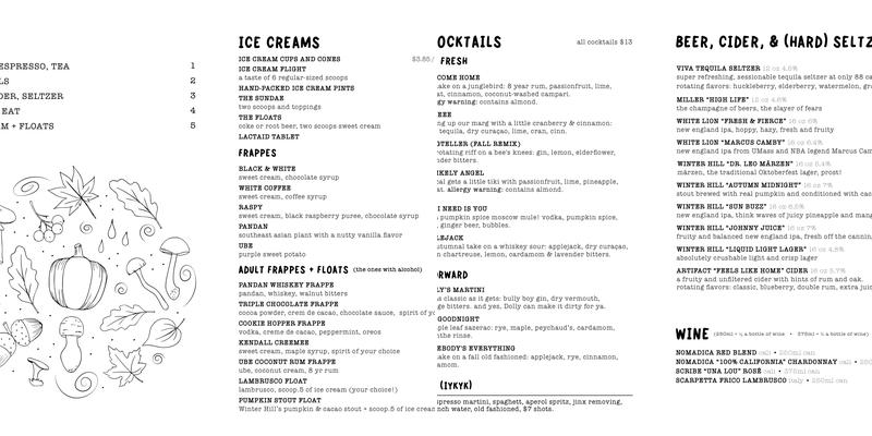 Earnest Drinks Menu