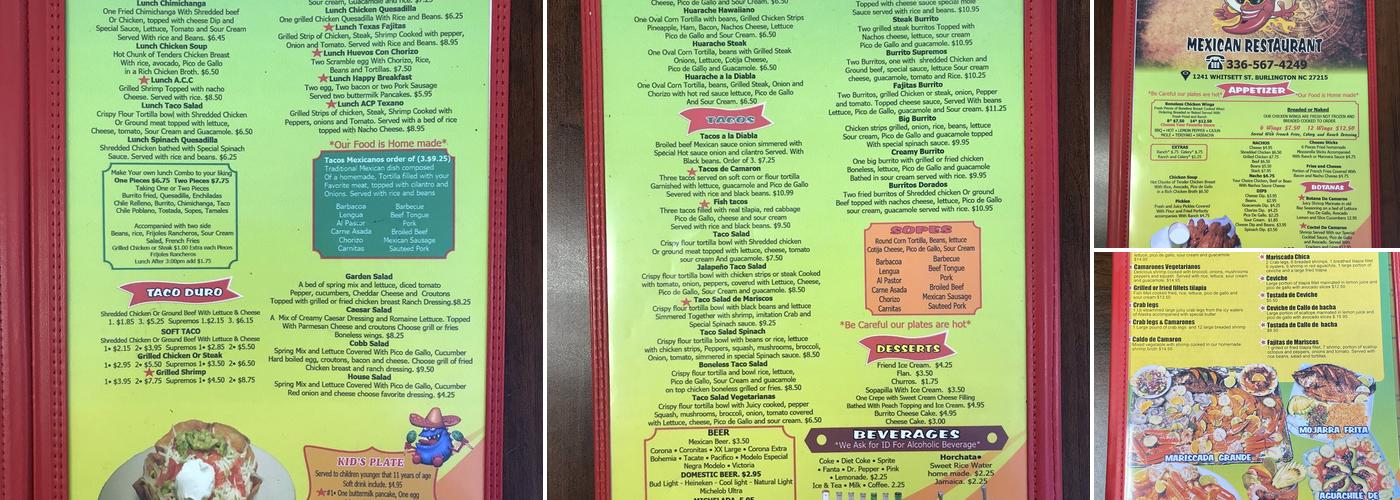 El Jalapeño Mexican Restaurant Menu