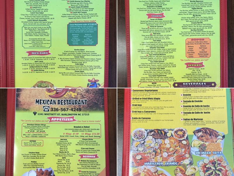 El Jalapeño Mexican Restaurant Menu