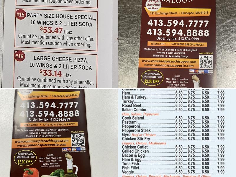 Romano's Pizza Menu