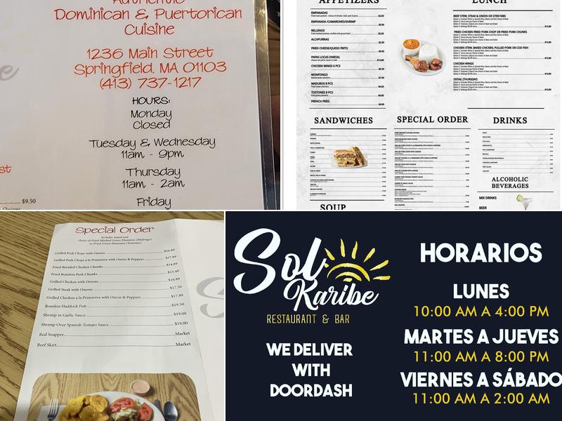 Sol Karibe Restaurant & bar Menu