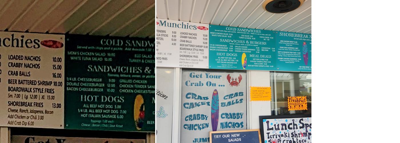 Shore Break Menu
