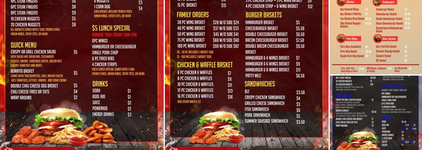 Wings N Thangs Menu