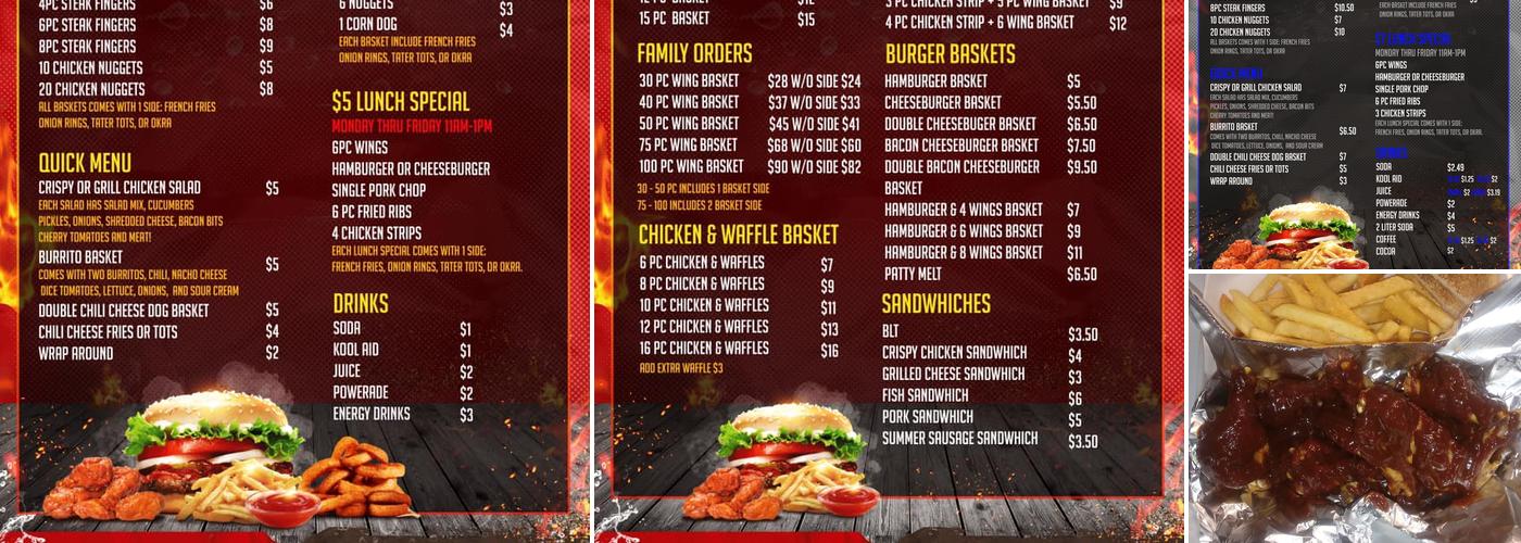 Wings N Thangs Menu