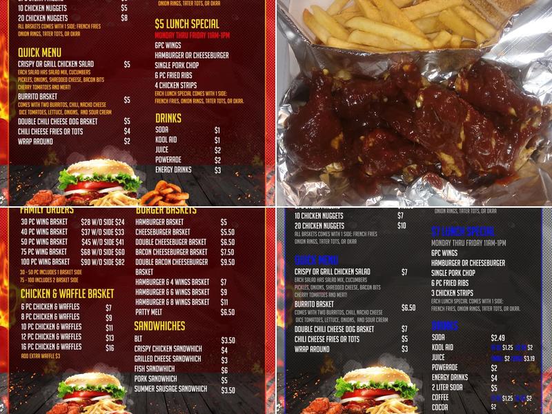 Wings N Thangs Menu