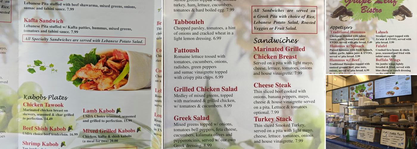 Grape Leaf Bistro Menu