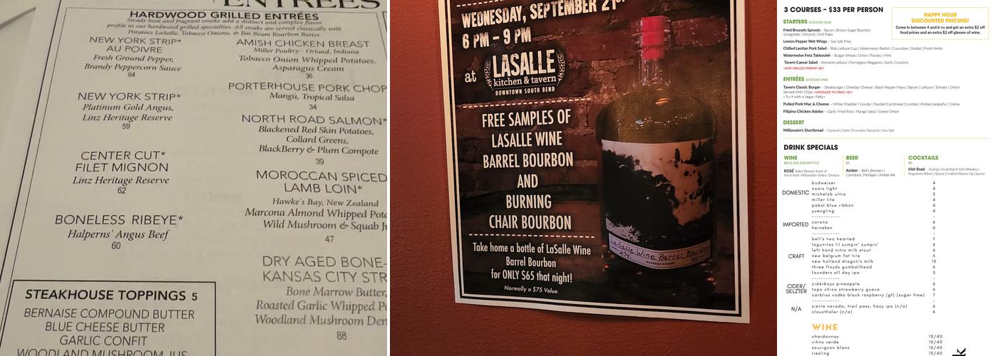 Lasalle Kitchen & Tavern Menu