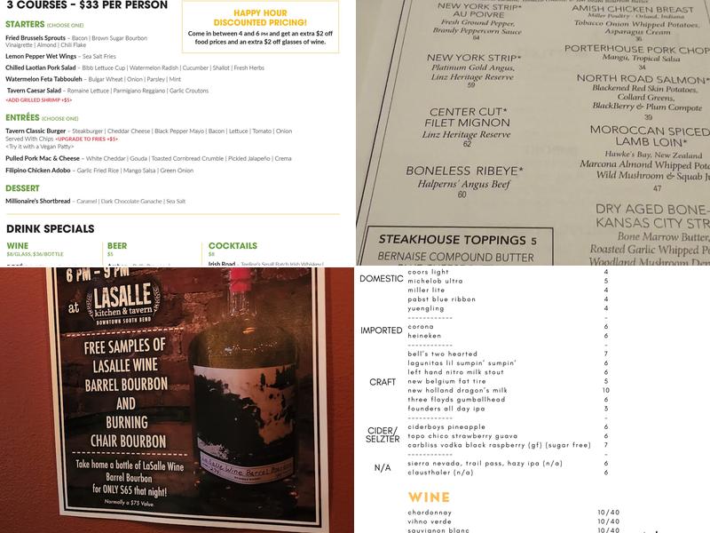 Lasalle Kitchen & Tavern Menu