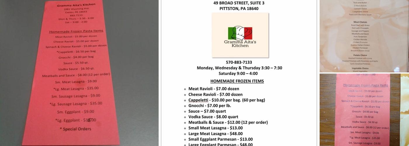 Gramma Aita's Kitchen Menu