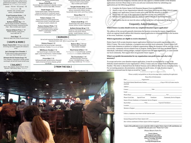 Putters Sports Grill - Liberty Twp Menu