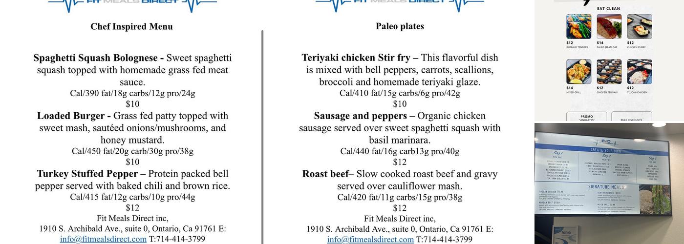 Fit Meals Direct Menu