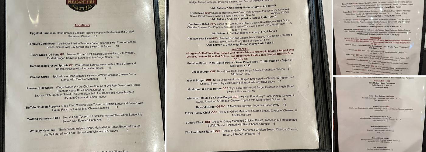 Pleasant Hill Bar & Grill Menu