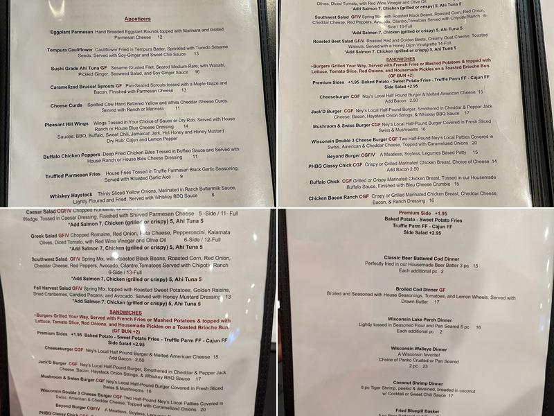 Pleasant Hill Bar & Grill Menu