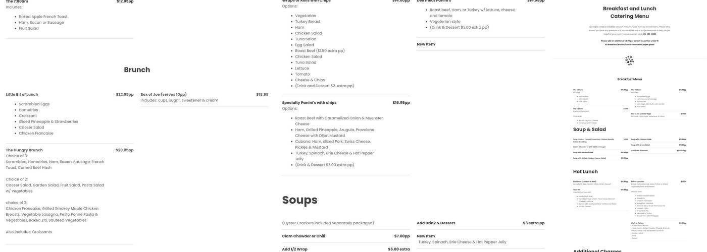 Peppermill Catering, LLC Menu