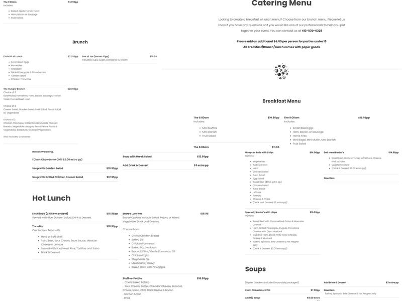 Peppermill Catering, LLC Menu