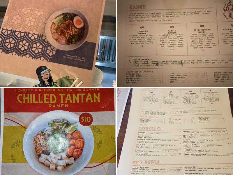 Tajima Ramen North Park Menu