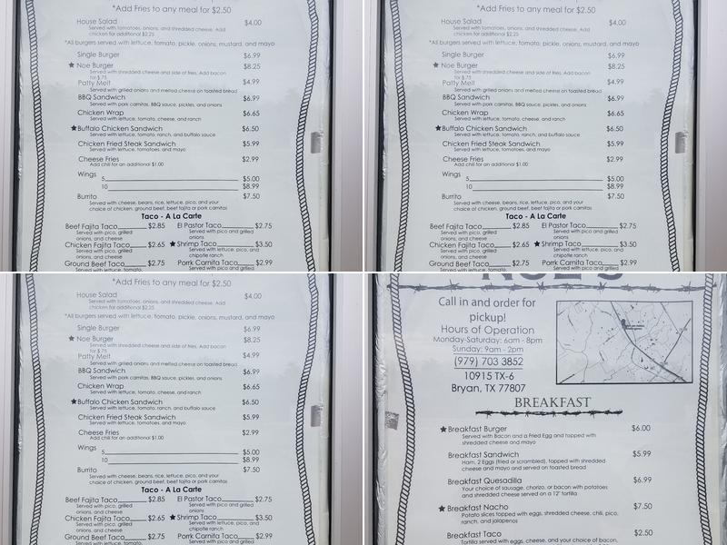 Noe's Kitchen Menu