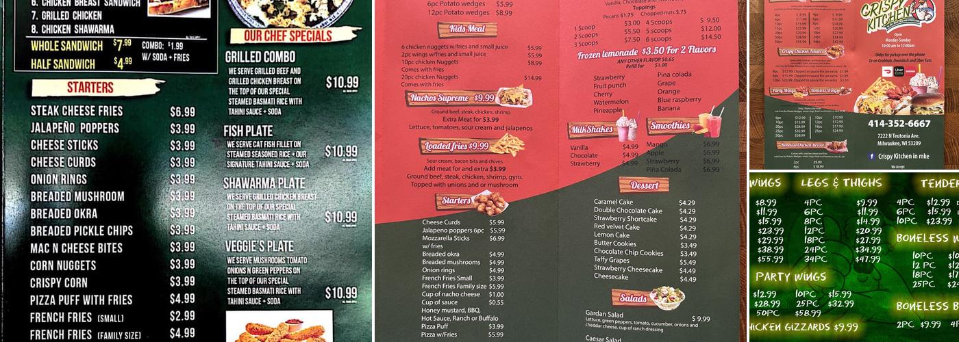 Crispy Kitchen Menu
